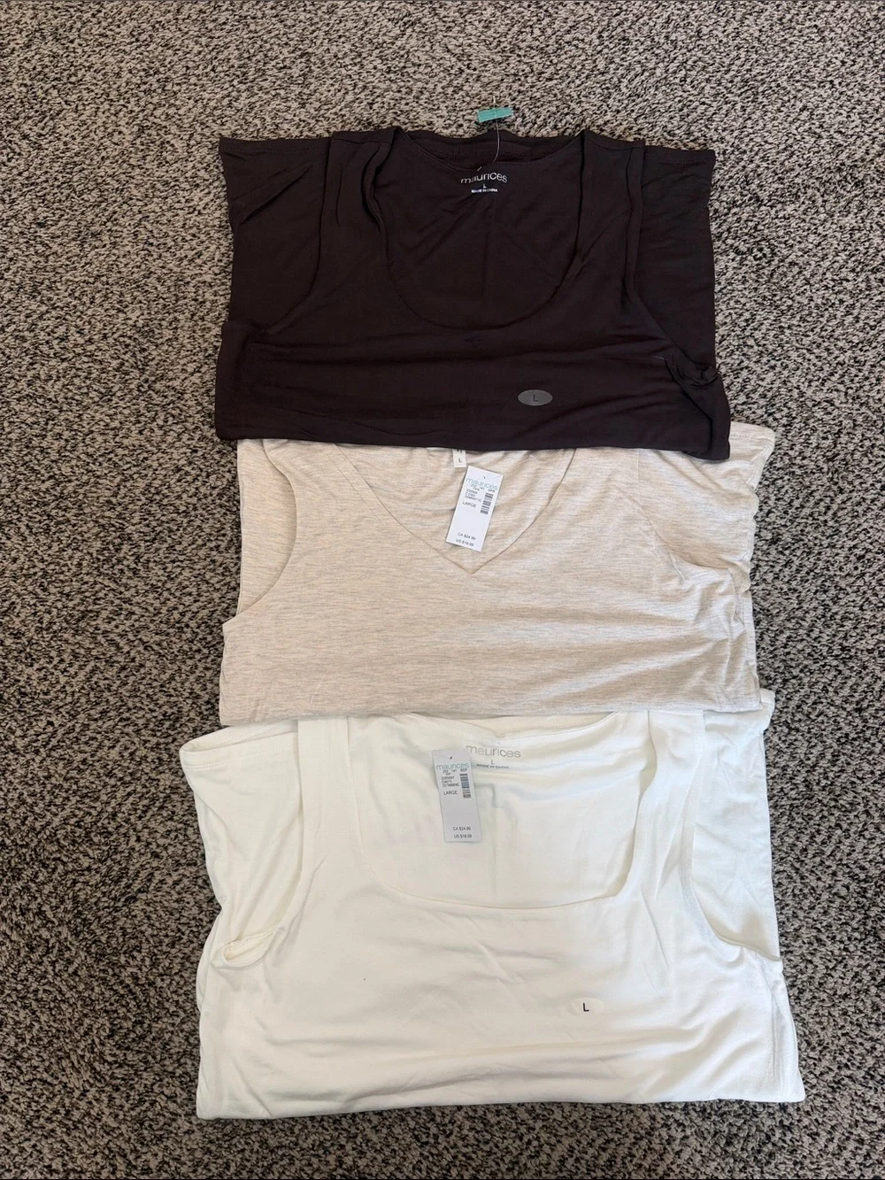 Classic double lined Tank Tops - Brown, Oatmeal, White - Picture 3 of 5